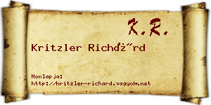 Kritzler Richárd névjegykártya